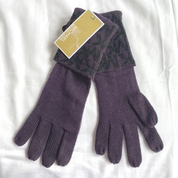 New MICHAEL Michael Kors Purple Signature Gloves - Picture 1 of 2
